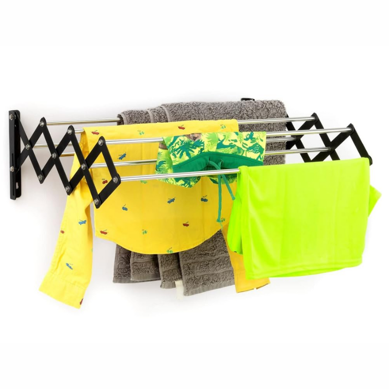 7 Rod Heavy Duty Rust-Free Stainless Steel Foldable Wall Mounted/Mounting Clothes Drying Stand for Balcony/Cloth Dryer Racks for Bathroom/Balcony/Indoor/Outdoor (Black)